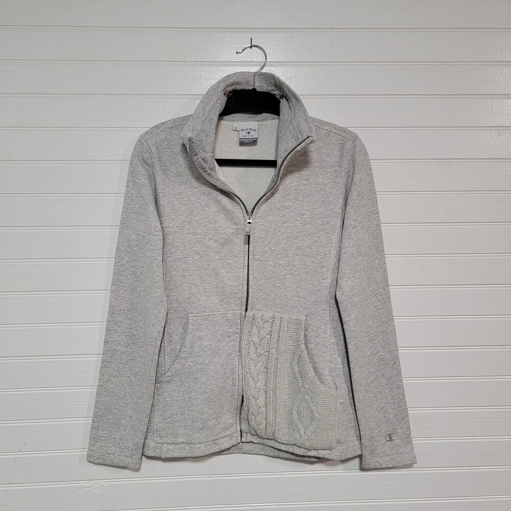 Champion VTG Mix Match Size Large Wool Blend Zip Jacket Cable Knit Made in Italy